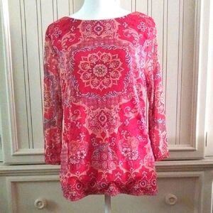 Charter Club Red Paisley Top PXL
